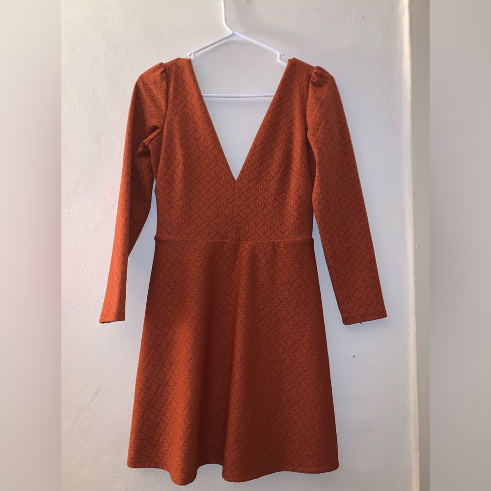 Burnt orange low cut dress